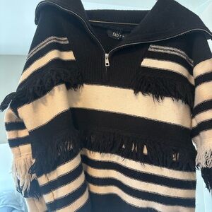 fab'rik Black Textured Zip-Up Sweater
